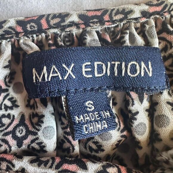 Max Edition Off The Shoulder Boho Print Balloon Sleeve Blouse Sz S Fairy Cottage - Picture 3 of 4